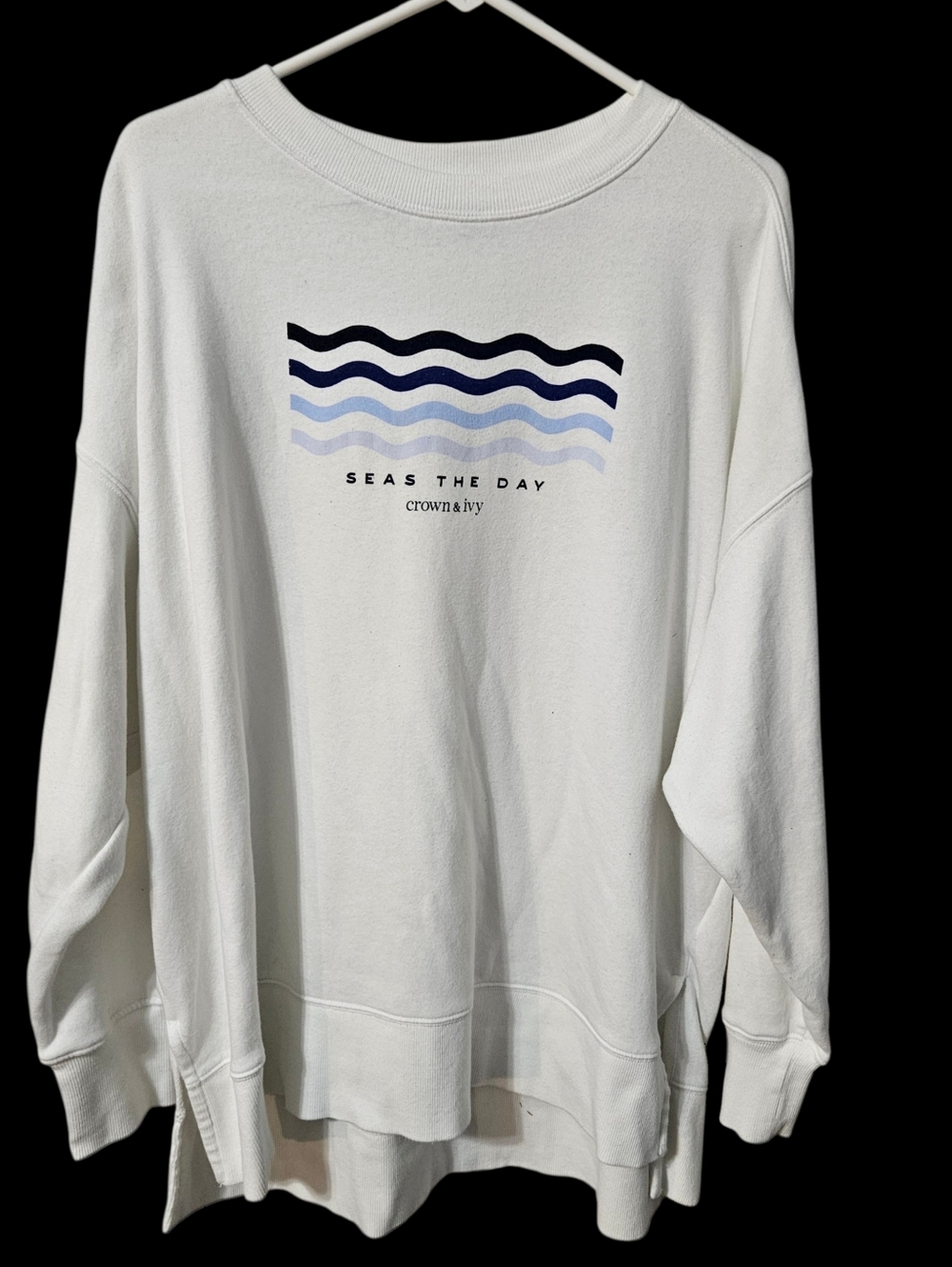 "SEAS THE DAY" crown & Ivy (Extra loose) Size L Sweat Shirt See Measurements